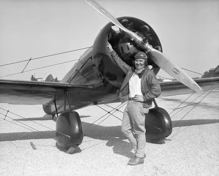 Framed Print : Pilot Florence Barnes with New Airplane Framed Print : Pilot Florence Barnes with New Airplane