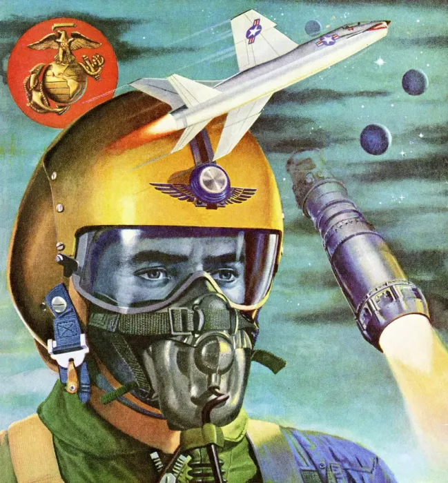 Framed Print : Pilot With Plane and Rocket