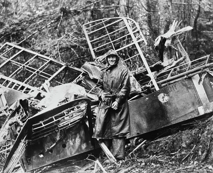 Framed Print : Pilot Poses At Air Crash, Circa 1910 Framed Print : Pilot Poses At Air Crash, Circa 1910