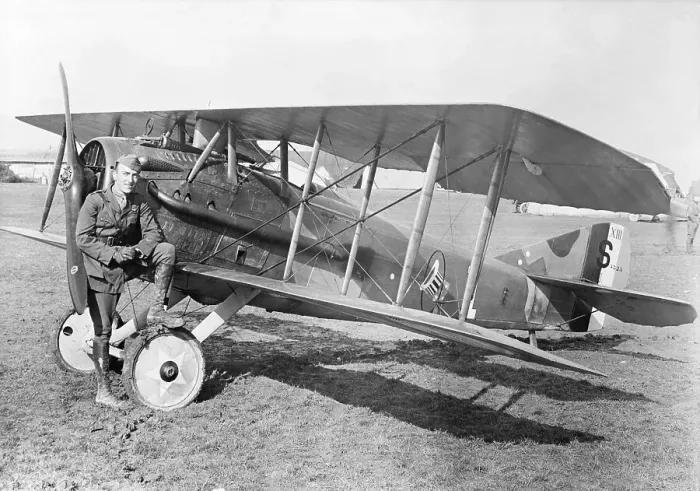 Framed Print : Pilot Standing Near Biplane Framed Print : Pilot Standing Near Biplane