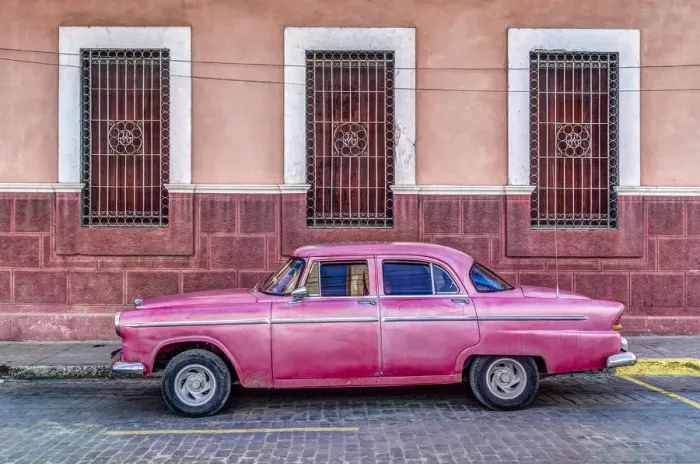 Framed Print : Pink Car. Cienfuegos, Cuba Framed Print : Pink Car. Cienfuegos, Cuba