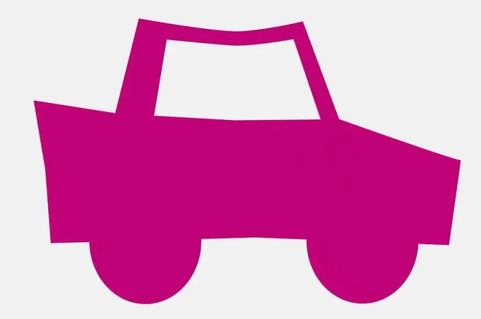 Framed Print : Pink car, side view Framed Print : Pink car, side view