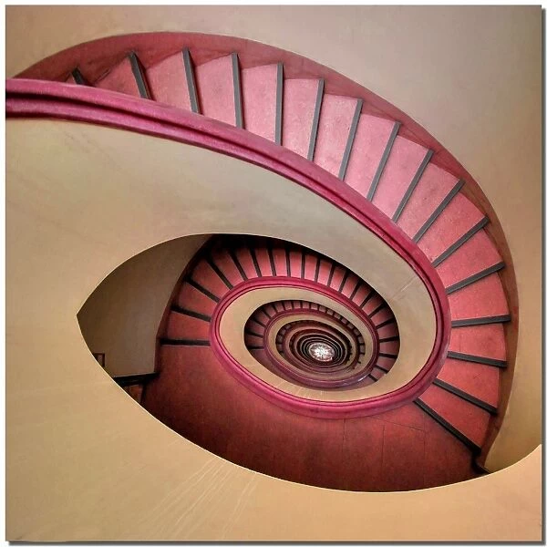 Pink eye. Stair case with rounding view looking like pink eye