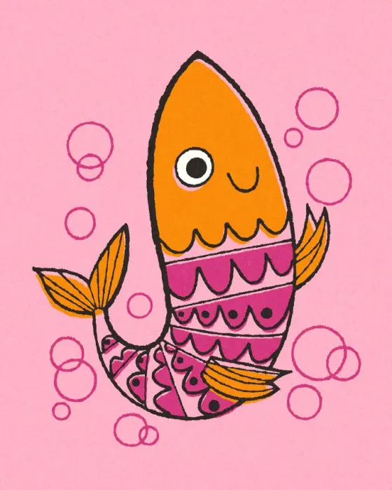 Framed Print : Pink Fish on a Pink Background