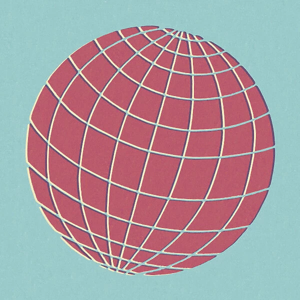 Pink Globe on Blue Background