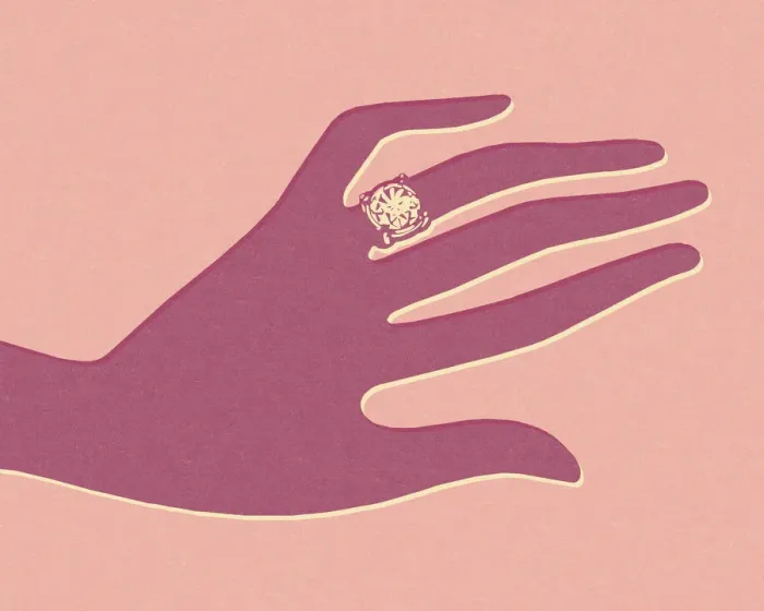 Framed Print : Pink Hand With Engagement Ring Framed Print : Pink Hand With Engagement Ring