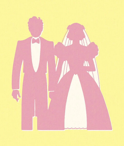 Pink Silhouette of Bride and Groom