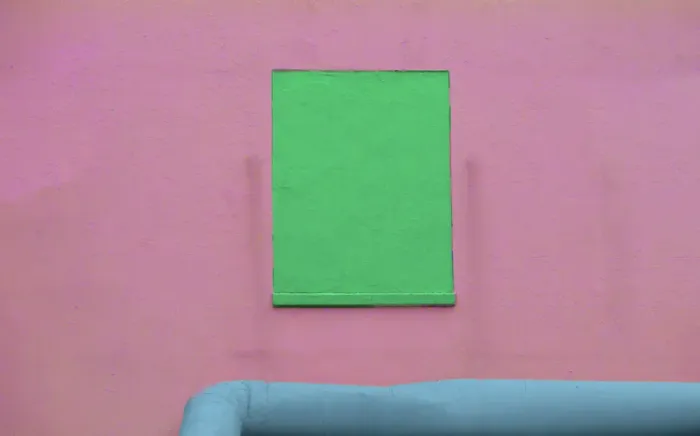 Framed Print : Pink Wall and Blue Pipe Framed Print : Pink Wall and Blue Pipe