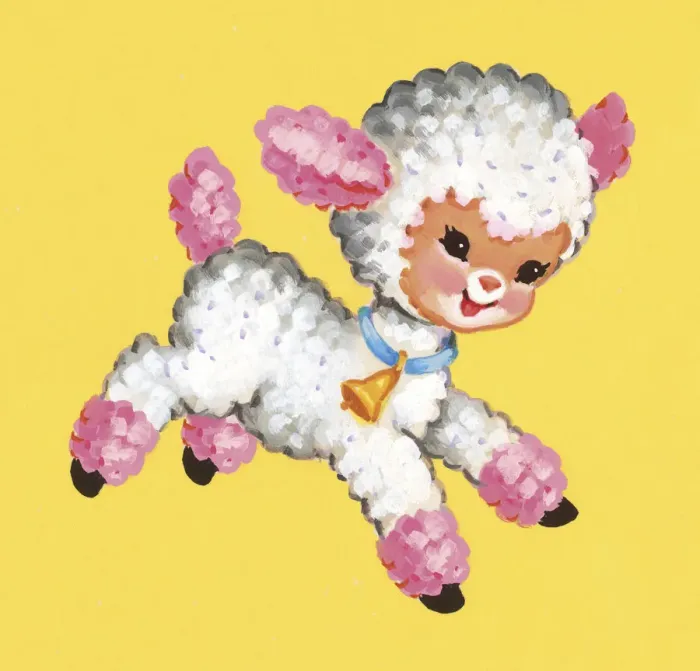 Framed Print : Pink and White Lamb Frolicking Framed Print : Pink and White Lamb Frolicking