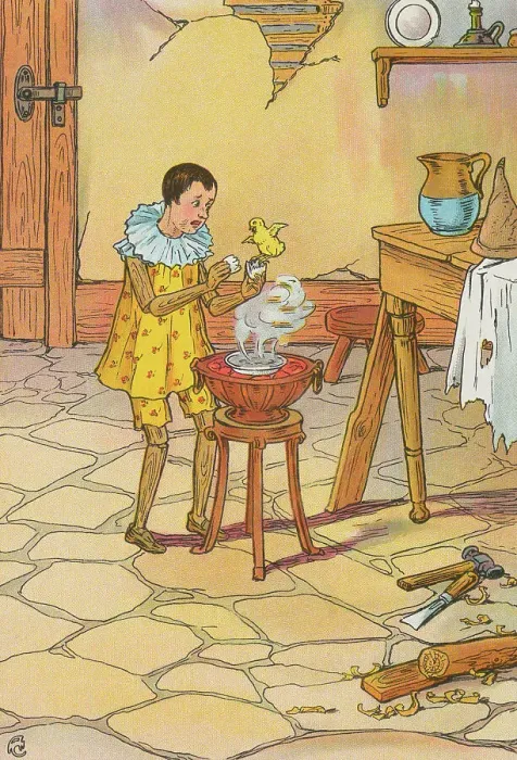 Framed Print : Pinocchio Holding Hatched Egg Framed Print : Pinocchio Holding Hatched Egg