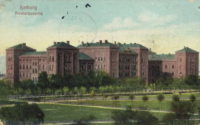 Framed Print : Pioneer barracks in Harburg, Hamburg, Germany, postcard with text, view around 1910, historical, digital reproduction of a historical postcard, public domain, from that time, exact date unknown Framed Print : Pioneer barracks in Harburg, Hamburg, Germany, postcard with text, view around 1910, historical, digital reproduction of a historical postcard, public domain, from that time, exact date unknown