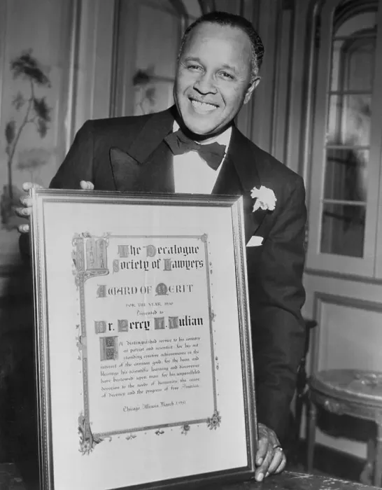 Framed Print : Pioneering Chemist Percy Julian Holding Award Framed Print : Pioneering Chemist Percy Julian Holding Award