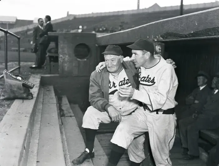 Framed Print : Pirates Coach Honus Wagner with Player Pie Traynor Framed Print : Pirates Coach Honus Wagner with Player Pie Traynor