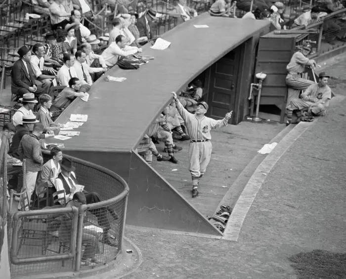 Framed Print : Pirates Manager Frankie Frisch in Dugout Framed Print : Pirates Manager Frankie Frisch in Dugout