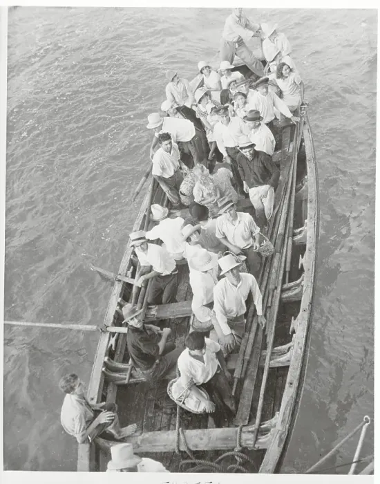 Framed Print : Pitcairn Islanders Rowing to Ship Framed Print : Pitcairn Islanders Rowing to Ship
