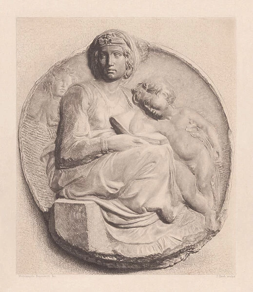 Pitti Madonna, sculpted (c. 1504) by Michelangelo, Florence, Italy, published 1884