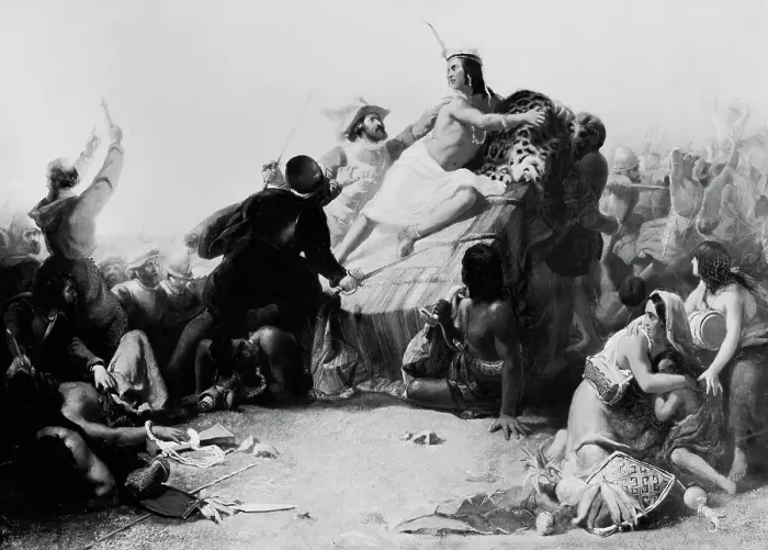 Framed Print : Pizarro Seizing the Inca of Peru Framed Print : Pizarro Seizing the Inca of Peru