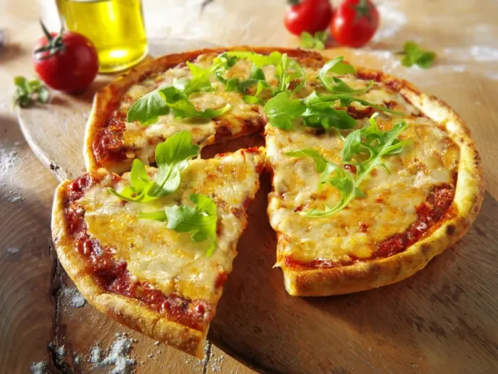 Framed Print : Pizza Margherita with three kinds of cheese Framed Print : Pizza Margherita with three kinds of cheese