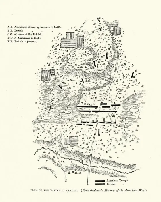Framed Print : Plan of the Battle of Camden, American Revolutionary War Framed Print : Plan of the Battle of Camden, American Revolutionary War