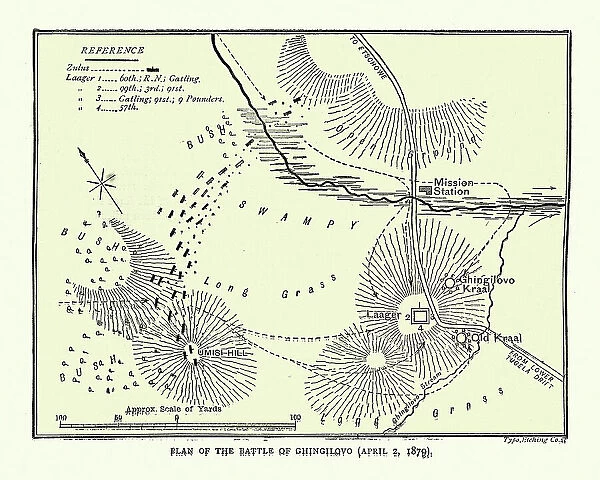 Plan of the Battle of Gingindlovu, Anglo Zulu War