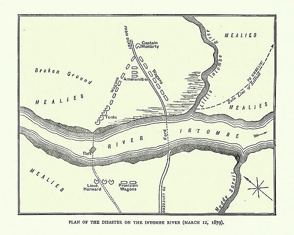 Plan of the Battle of Intombe, Anglo Zulu war