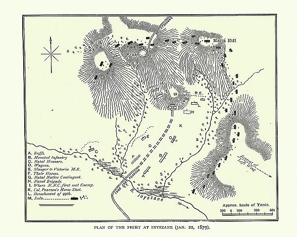 Plan of the Battle of Inyezane, or Siege of Eshowe, 1879
