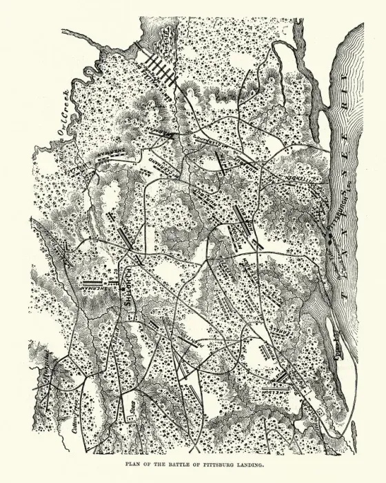 Framed Print : Plan of the Battle of Shiloh (Pittsburgh Landing) Framed Print : Plan of the Battle of Shiloh (Pittsburgh Landing)