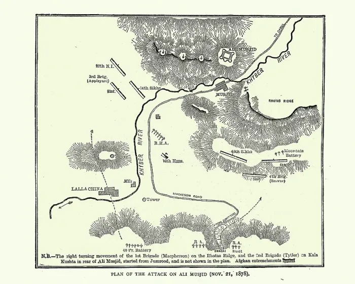 Framed Print : Plan of British attack on Ali Masjid Fort, 1878 Framed Print : Plan of British attack on Ali Masjid Fort, 1878
