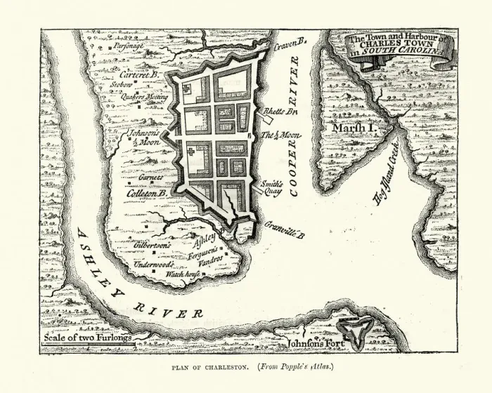 Framed Print : Plan of Charleston, South Carolina, 18th Century Framed Print : Plan of Charleston, South Carolina, 18th Century