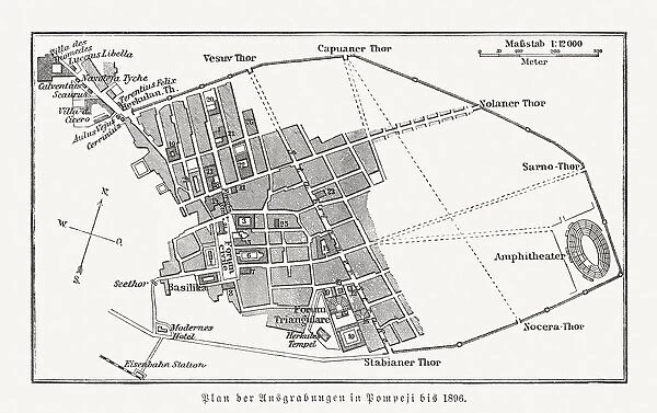 Plan of the excavations of Pompeii until 1896, published 1897