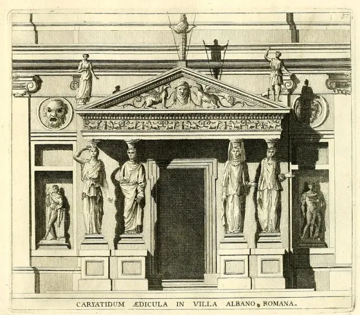 Framed Print : Plan of the Femicircular Portico, Palazzo Villa Albani, historical Rome, Italy, digital reproduction of an original 17th-century template, original date unknown Framed Print : Plan of the Femicircular Portico, Palazzo Villa Albani, historical Rome, Italy, digital reproduction of an original 17th-century template, original date unknown