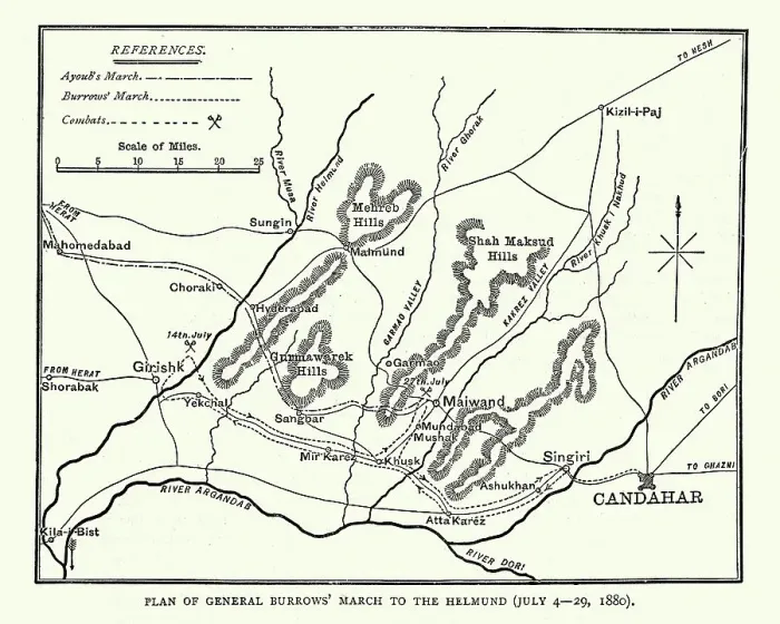 Framed Print : Plan of General Burrows march to Helmund, Second Anglo-Afghan War Framed Print : Plan of General Burrows march to Helmund, Second Anglo-Afghan War