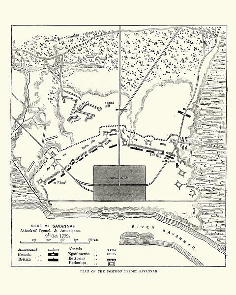 Plan of the Siege of Savannah, 1779, American Revolutionary War