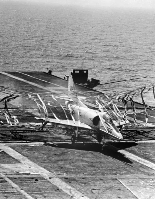 Framed Print : Plane Landing on Aircraft Carrier