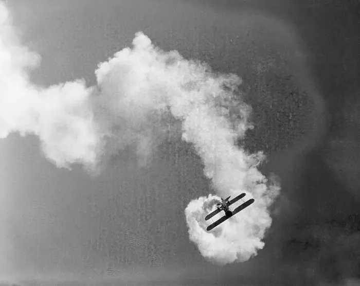 Framed Print : Plane Producing Dense Smoke Framed Print : Plane Producing Dense Smoke