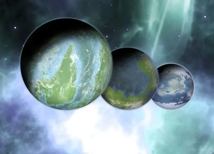 Framed Print : Planets against clouds