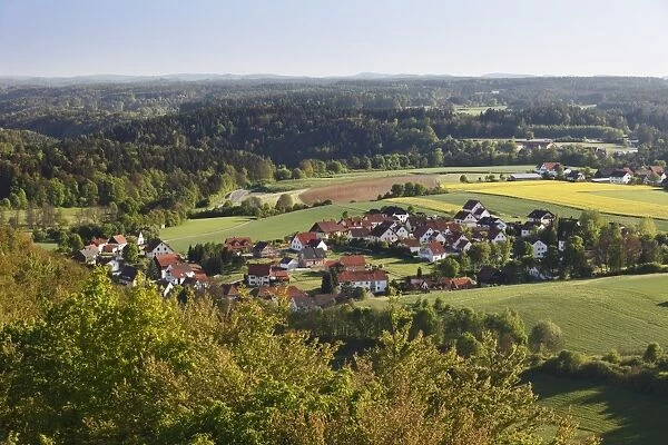 Plankenfels, view from Plankenstein mountain, Wiesenttal, Little Switzerland, Upper Franconia, Franconia, Bavaria, Germany, Europe