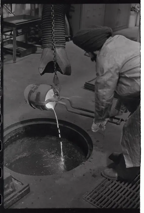 Framed Print : Plant Worker Pouring Molten Gold Framed Print : Plant Worker Pouring Molten Gold