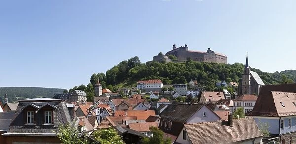 Plassenburg Castle, panoramic view over Kulmbach, Upper Franconia, Franconia, Bavaria, Germany, Europe