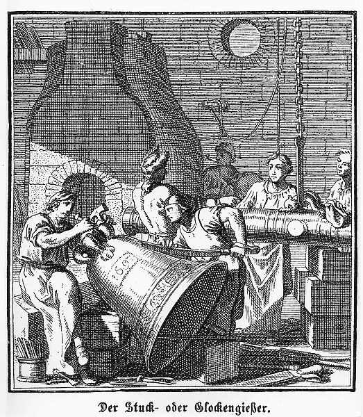 The Plasterer, the Bell Caster, copper engraving, Regensburg Book of Estates, 1698, Christoph Weigel the Elder (1654, 1725)