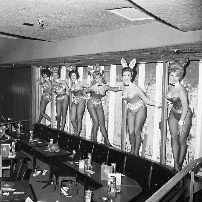 Framed Print : Playboy Bunnies Posing on Window Sill Framed Print : Playboy Bunnies Posing on Window Sill