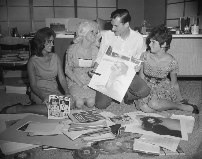 Framed Print : Playboy Publisher Hugh Hefner with Young Women Framed Print : Playboy Publisher Hugh Hefner with Young Women