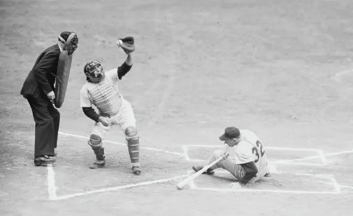 Framed Print : Player Hits Ground After Low Pitch;Baseb Framed Print : Player Hits Ground After Low Pitch;Baseb