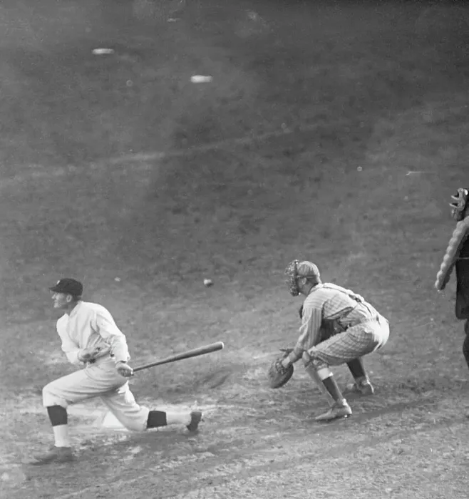 Framed Print : Player Hits Long Fly Ball To Left Field Framed Print : Player Hits Long Fly Ball To Left Field