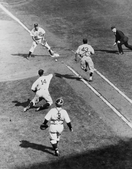 Framed Print : Player Running To Beat Ball To Base