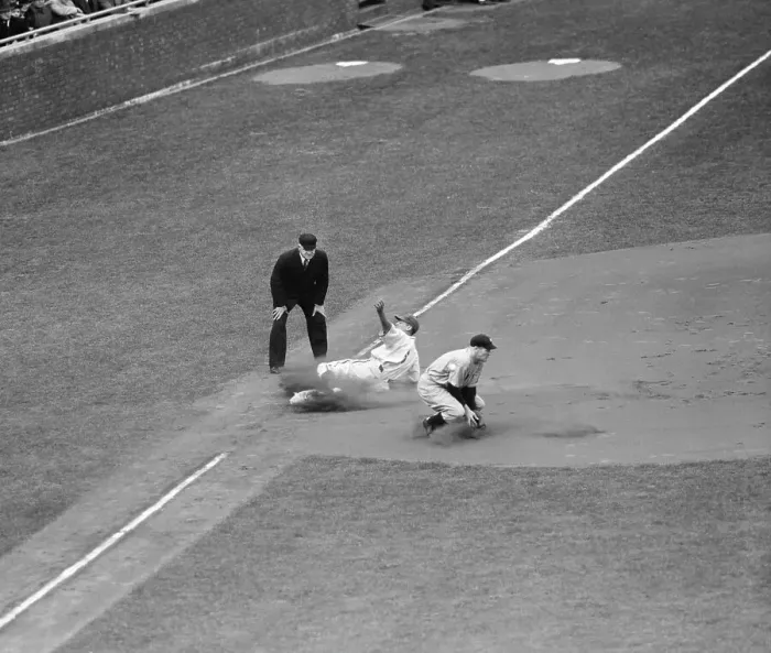 Framed Print : Player Slides Into Base