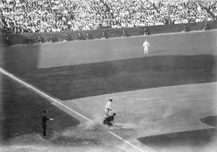 Framed Print : Player Slides Safely To Third in 1914 World Series Framed Print : Player Slides Safely To Third in 1914 World Series