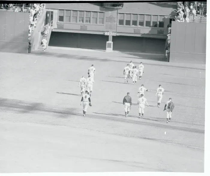 Framed Print : Players Accompanying Leo Durocher Off the Field Framed Print : Players Accompanying Leo Durocher Off the Field