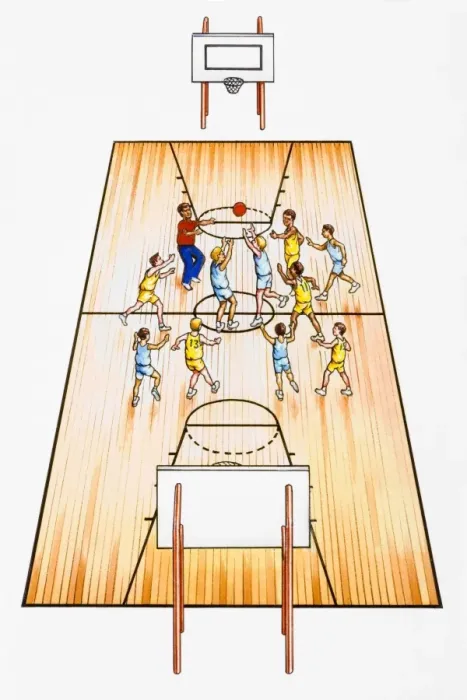 Framed Print : Players on basketball court Framed Print : Players on basketball court