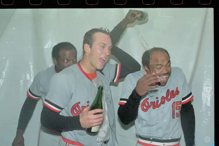 Framed Print : Players Celebrating Orioles Win Framed Print : Players Celebrating Orioles Win